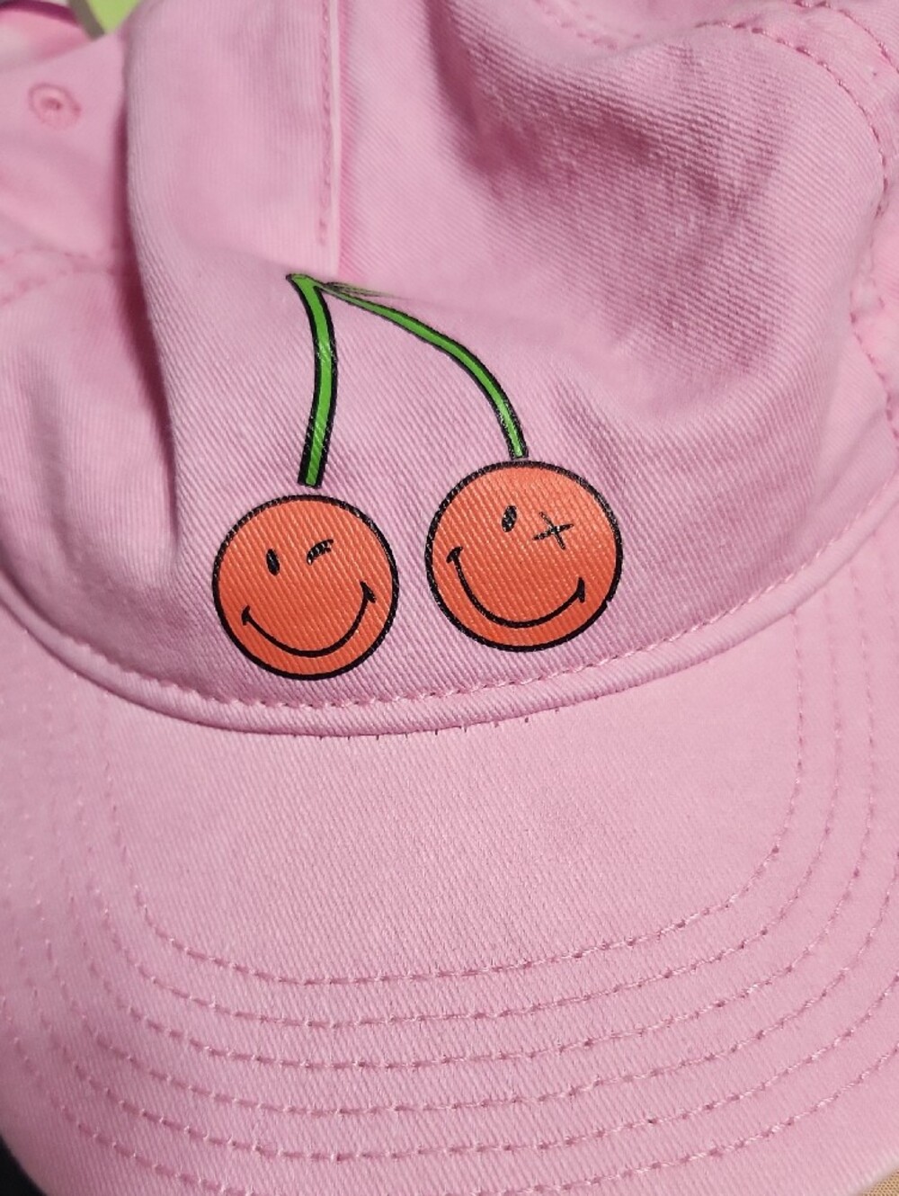 Smiley World Kids Pink Baseball Cap Cherries Washed Denim Cotton Girls Snapback
